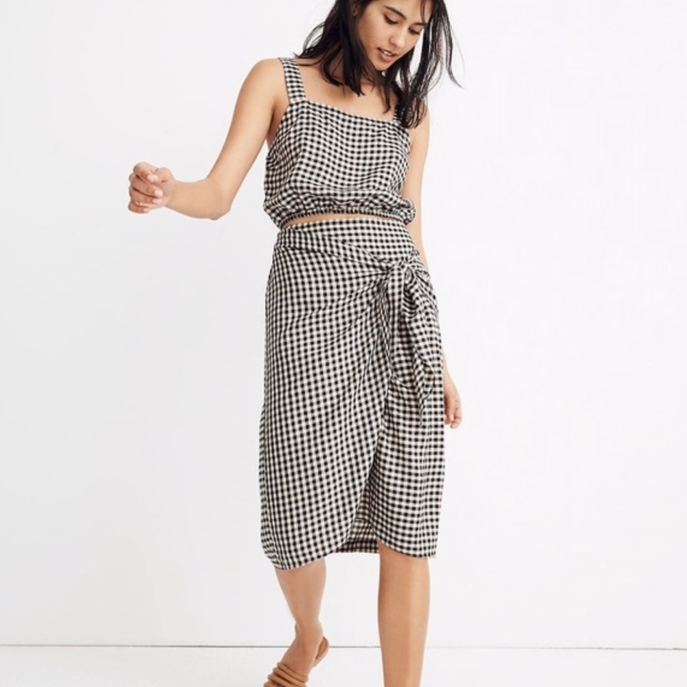MADEWELL A-line black and white gingham skirt